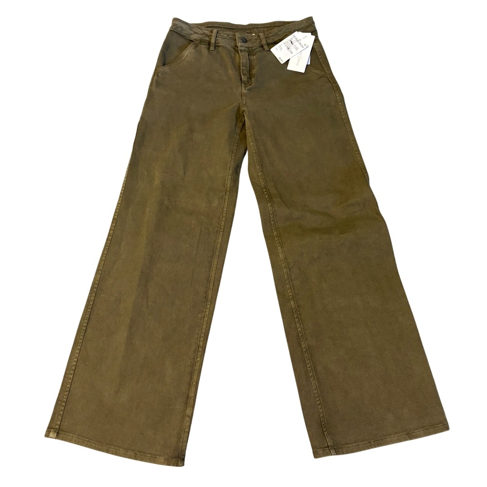 Treasure Bond Nordstrom Wide Leg Pants Women 12 Olive Green Sarma TB498754BG NEW
